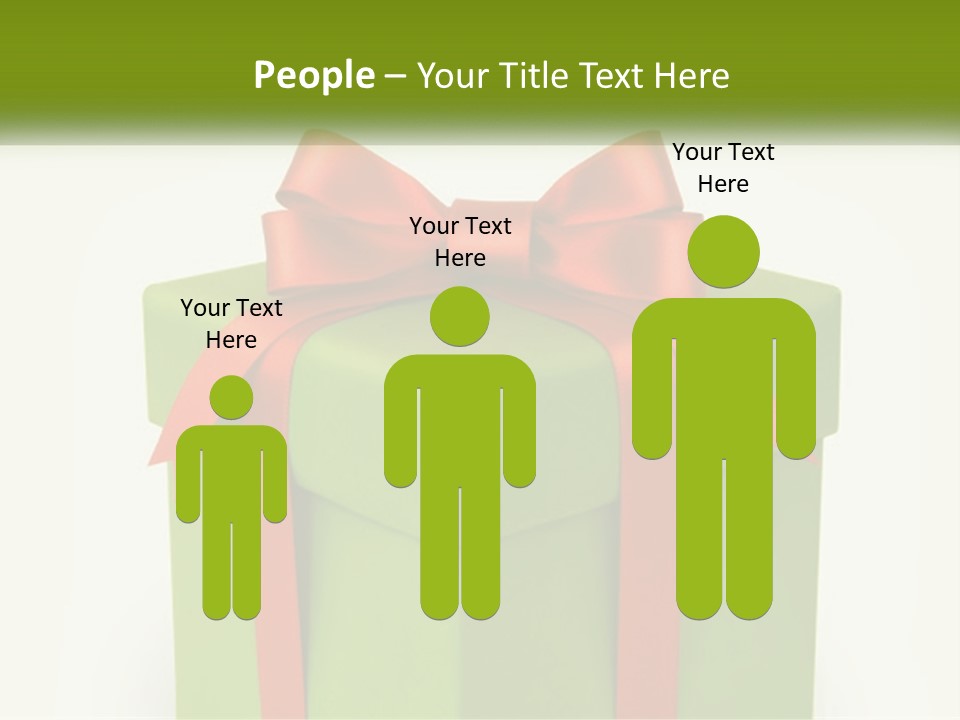 A Green Present Box With A Red Bow On It PowerPoint Template