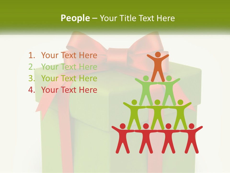 A Green Present Box With A Red Bow On It PowerPoint Template