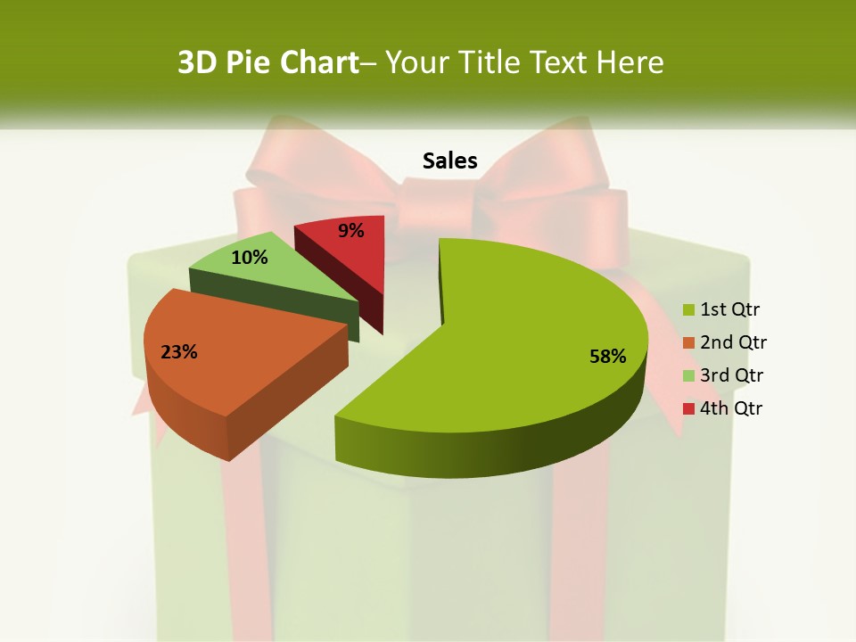 A Green Present Box With A Red Bow On It PowerPoint Template