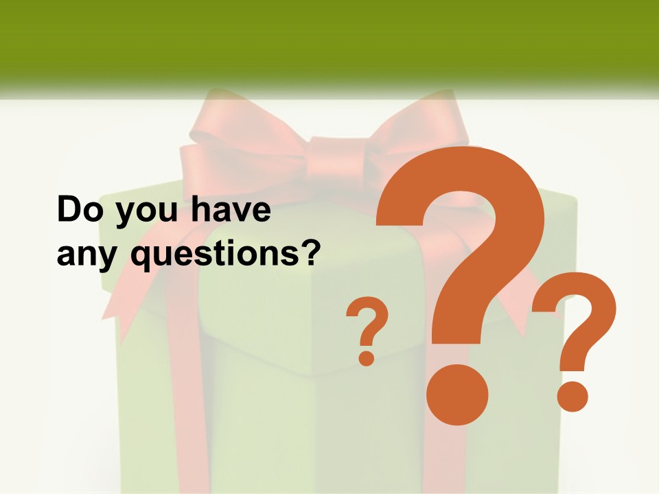 A Green Present Box With A Red Bow On It PowerPoint Template