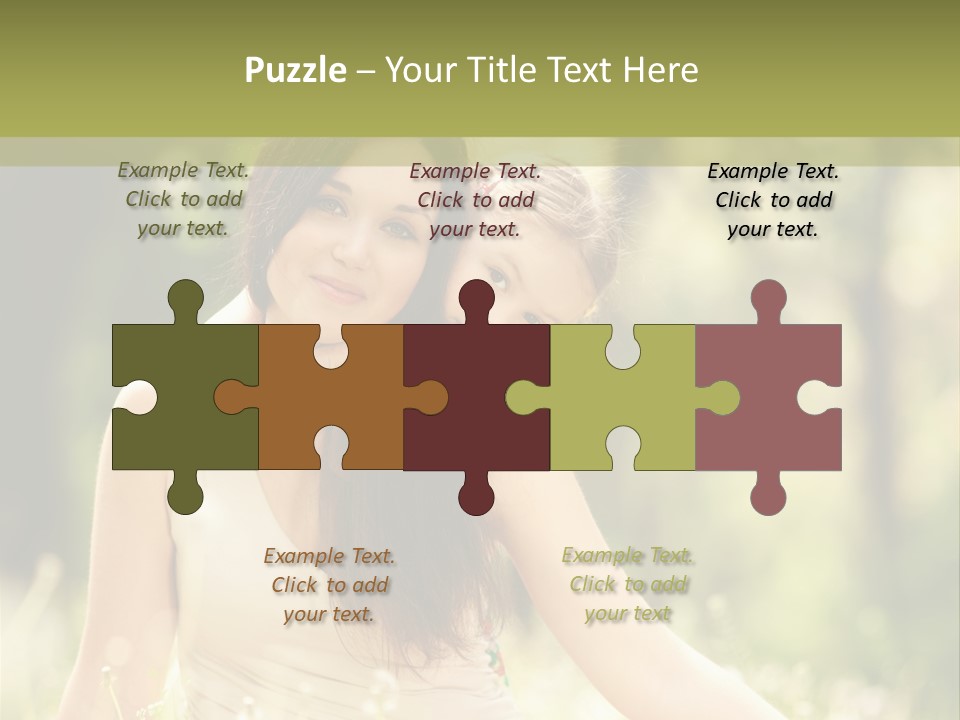 A Woman And A Child Are Sitting In The Grass PowerPoint Template