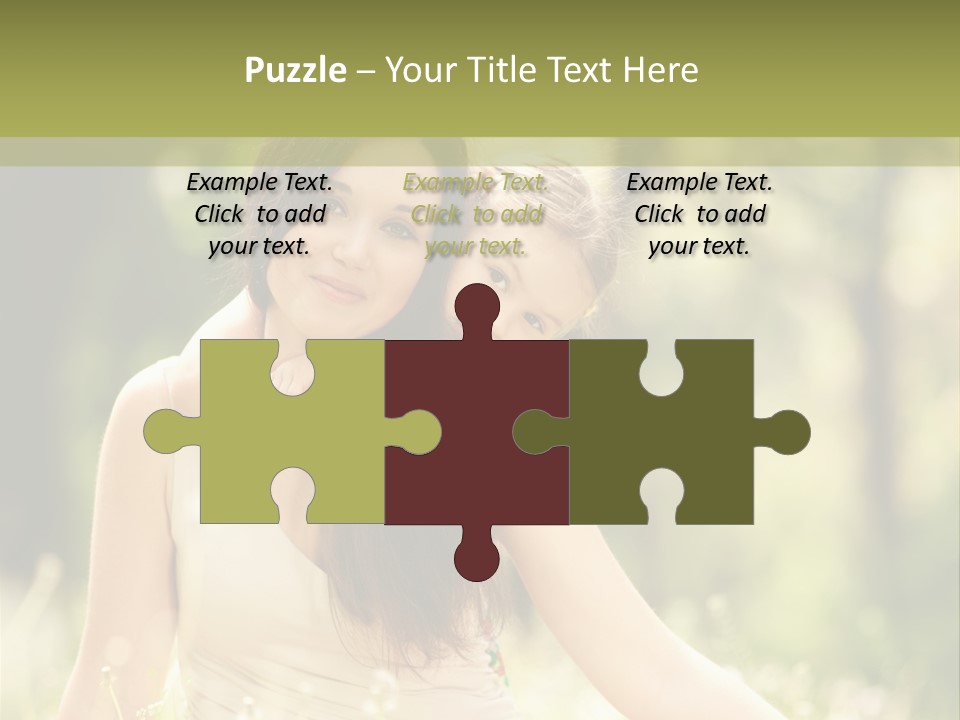 A Woman And A Child Are Sitting In The Grass PowerPoint Template