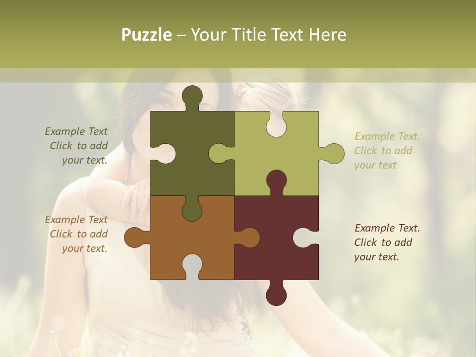 A Woman And A Child Are Sitting In The Grass PowerPoint Template