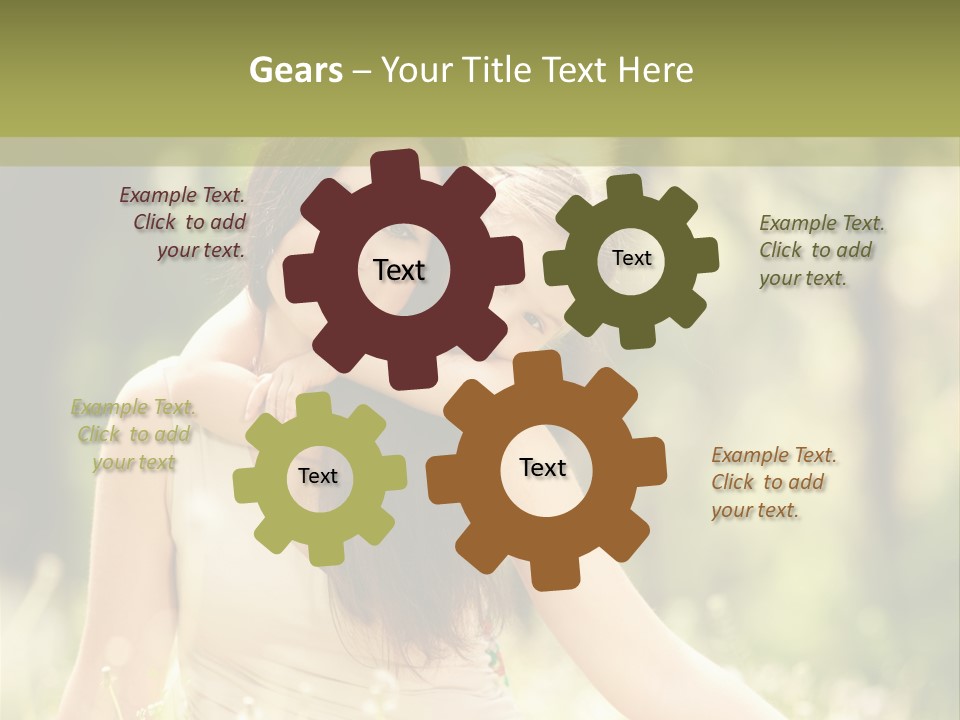 A Woman And A Child Are Sitting In The Grass PowerPoint Template