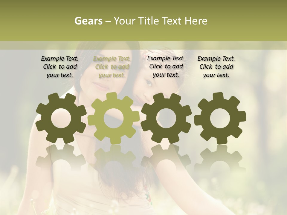 A Woman And A Child Are Sitting In The Grass PowerPoint Template