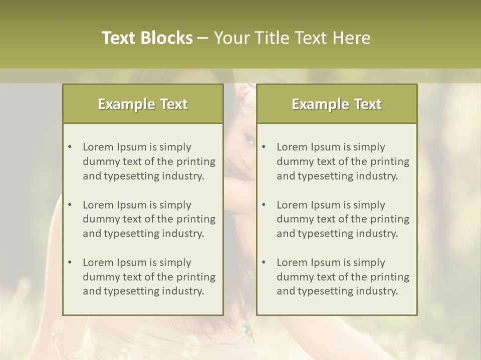 A Woman And A Child Are Sitting In The Grass PowerPoint Template