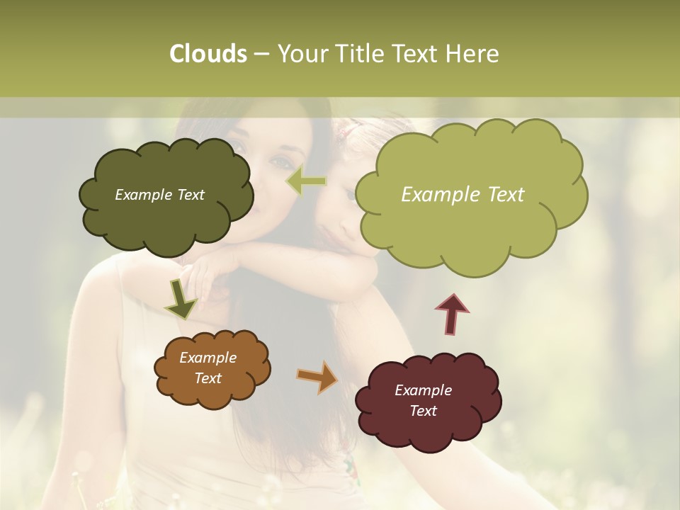 A Woman And A Child Are Sitting In The Grass PowerPoint Template