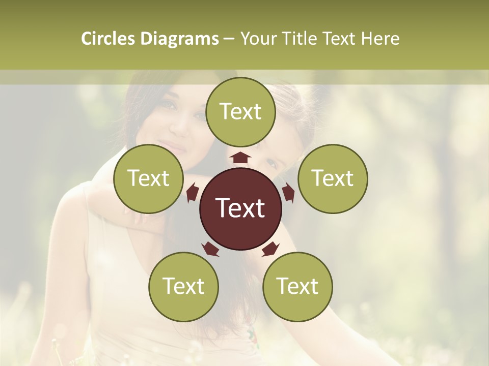 A Woman And A Child Are Sitting In The Grass PowerPoint Template