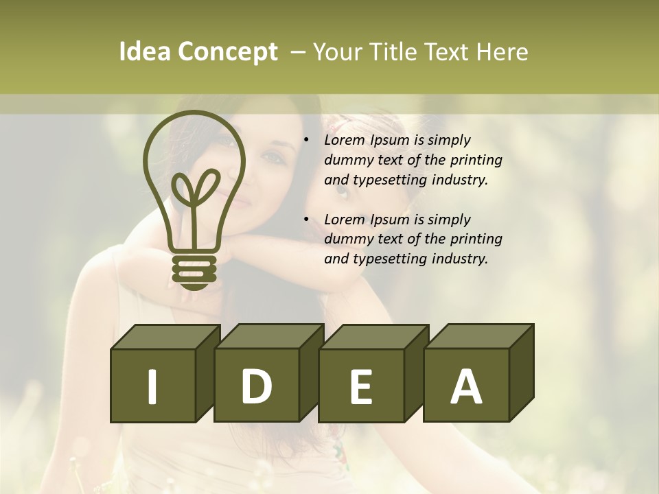 A Woman And A Child Are Sitting In The Grass PowerPoint Template