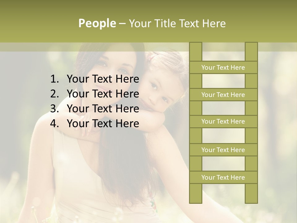 A Woman And A Child Are Sitting In The Grass PowerPoint Template