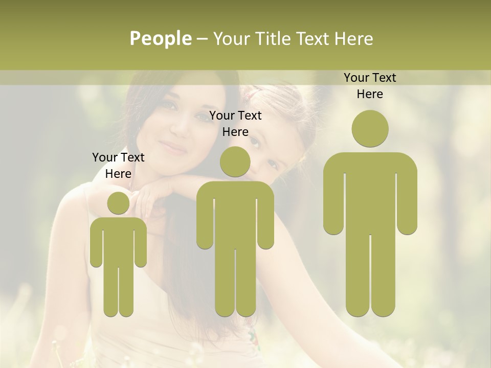 A Woman And A Child Are Sitting In The Grass PowerPoint Template