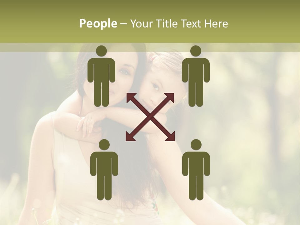 A Woman And A Child Are Sitting In The Grass PowerPoint Template