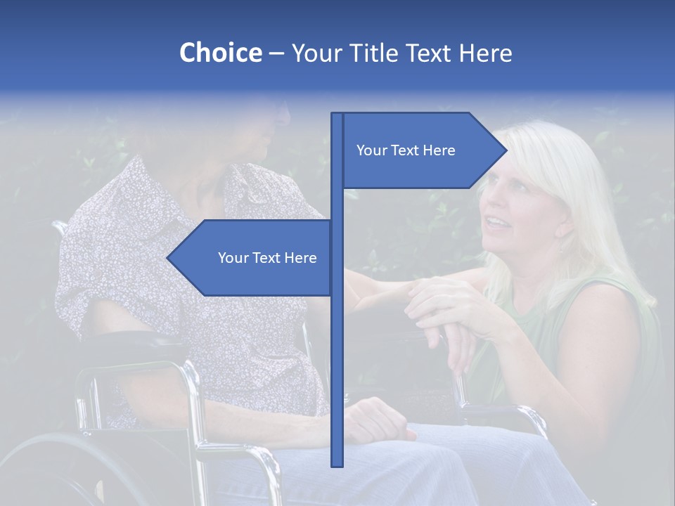 A Woman Sitting In A Wheel Chair Talking To Another Woman PowerPoint Template