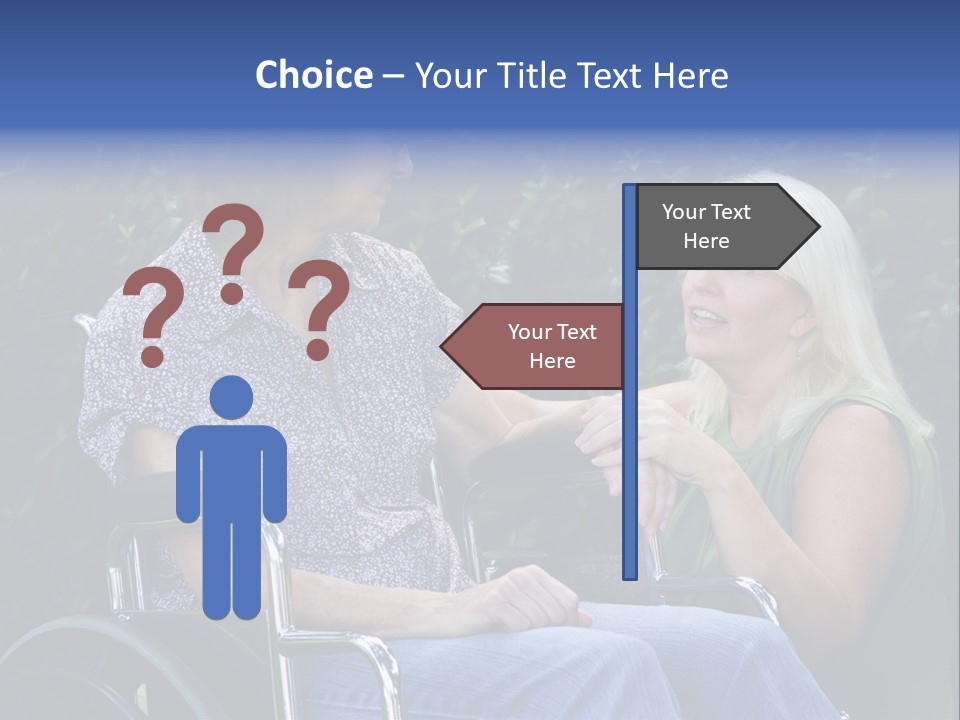 A Woman Sitting In A Wheel Chair Talking To Another Woman PowerPoint Template