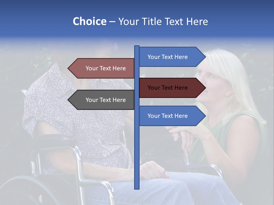 A Woman Sitting In A Wheel Chair Talking To Another Woman PowerPoint Template