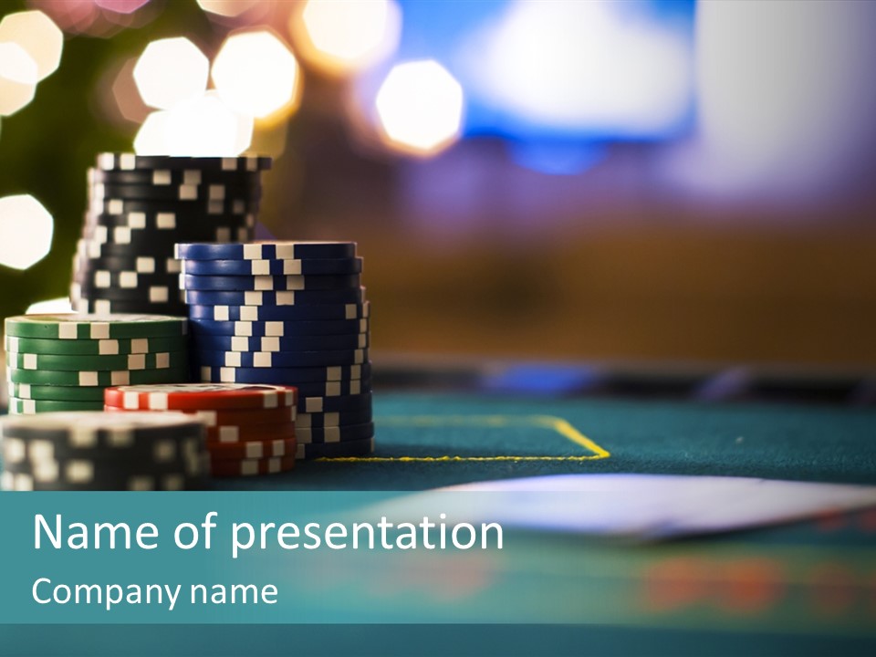 A Casino Table With Poker Chips On It PowerPoint Template