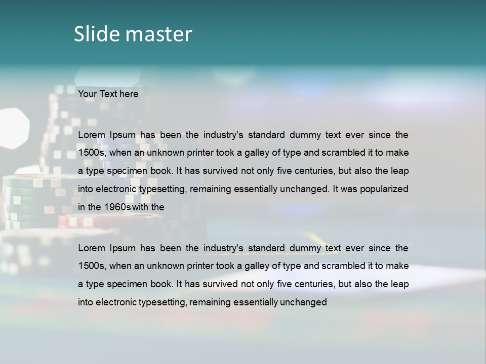 A Casino Table With Poker Chips On It PowerPoint Template