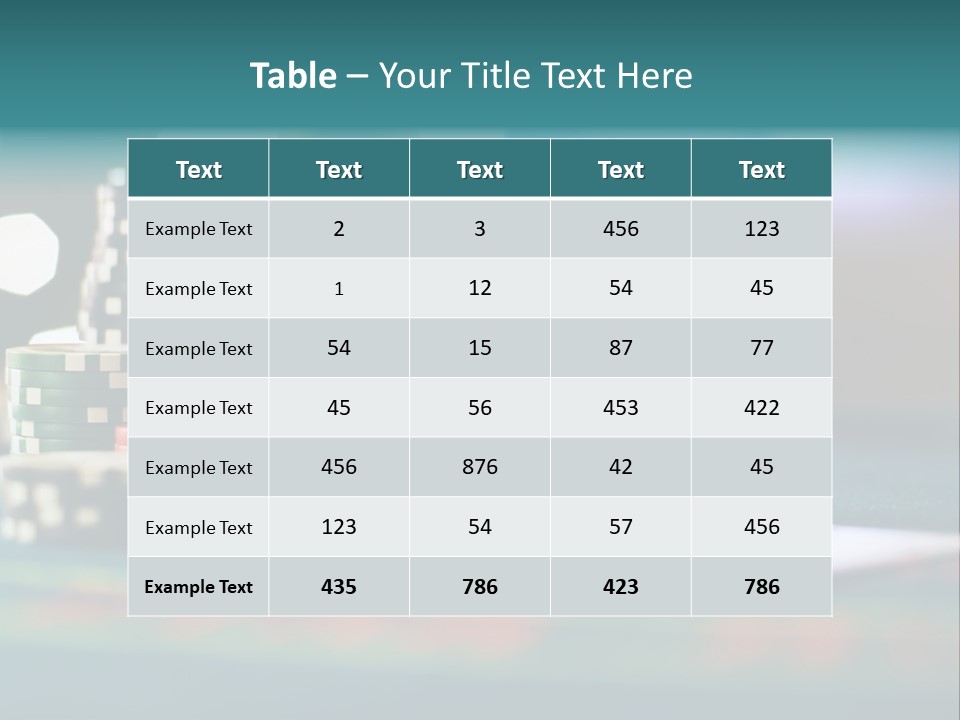 A Casino Table With Poker Chips On It PowerPoint Template