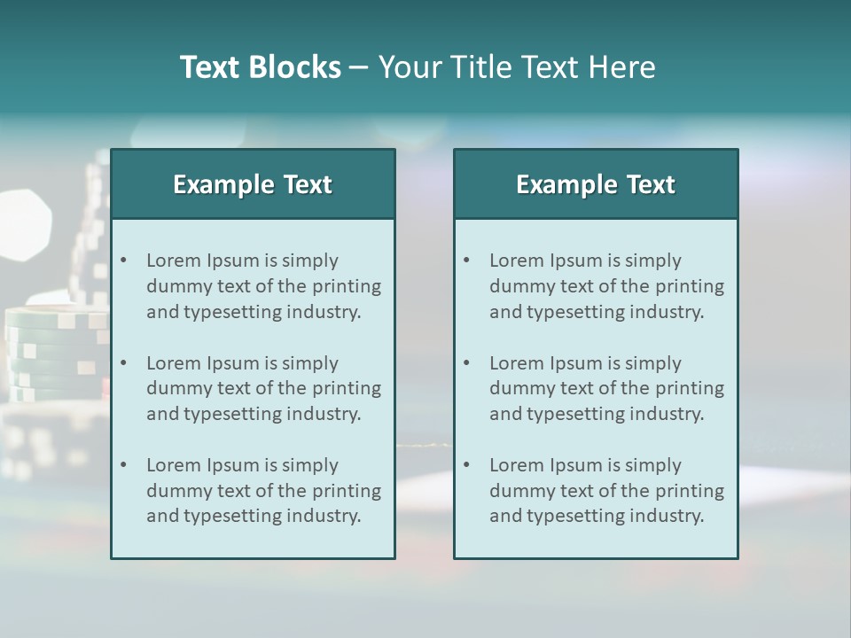 A Casino Table With Poker Chips On It PowerPoint Template