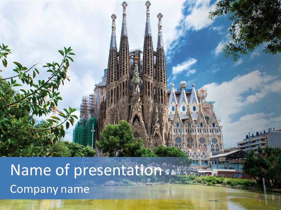 A Picture Of A Building With A Blue Sky In The Background PowerPoint Template