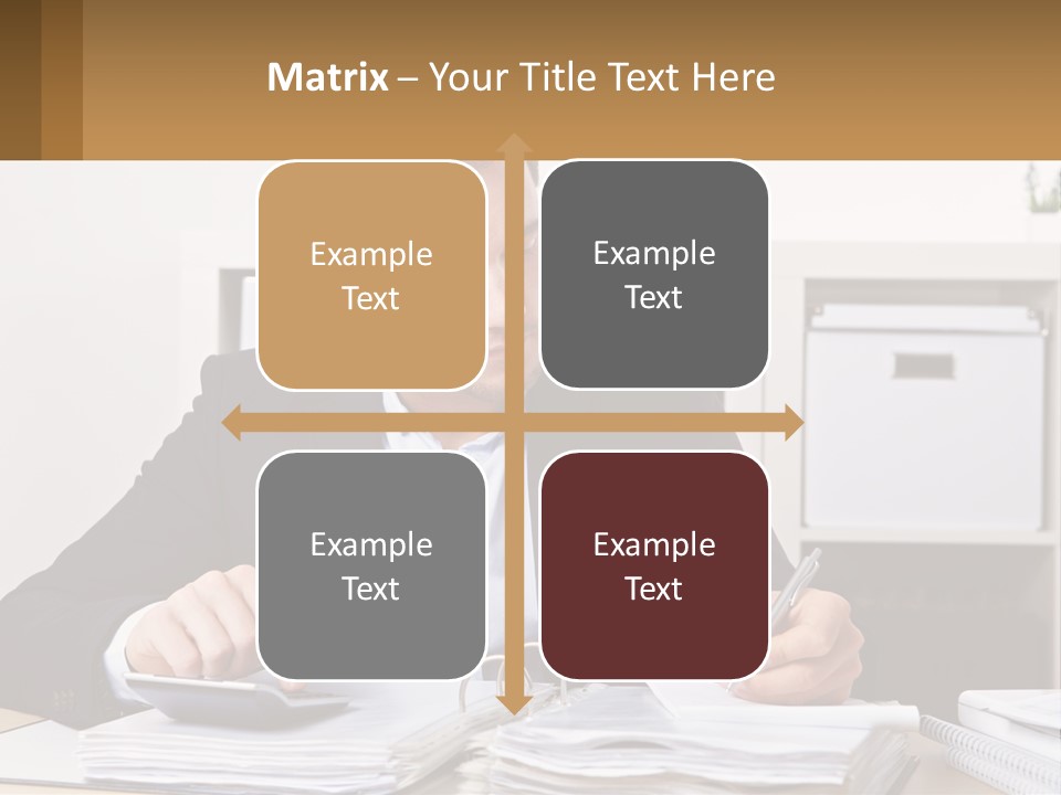 A Man Sitting At A Desk Writing On A Piece Of Paper PowerPoint Template