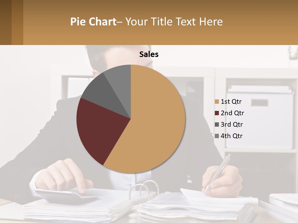 A Man Sitting At A Desk Writing On A Piece Of Paper PowerPoint Template