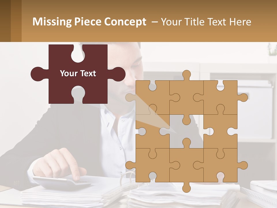 A Man Sitting At A Desk Writing On A Piece Of Paper PowerPoint Template