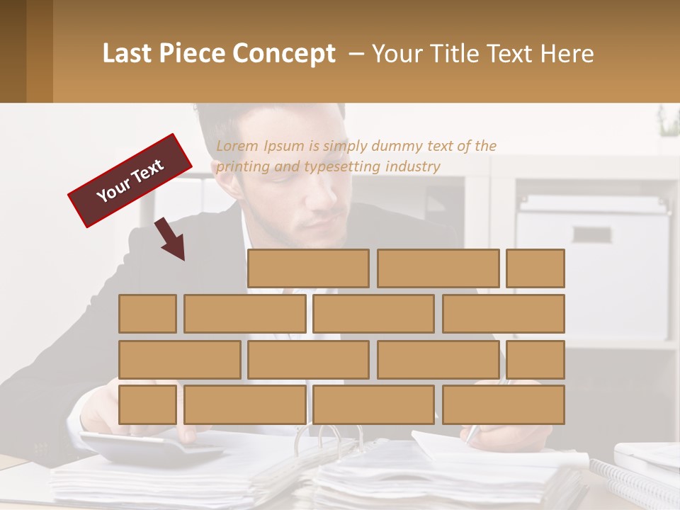 A Man Sitting At A Desk Writing On A Piece Of Paper PowerPoint Template