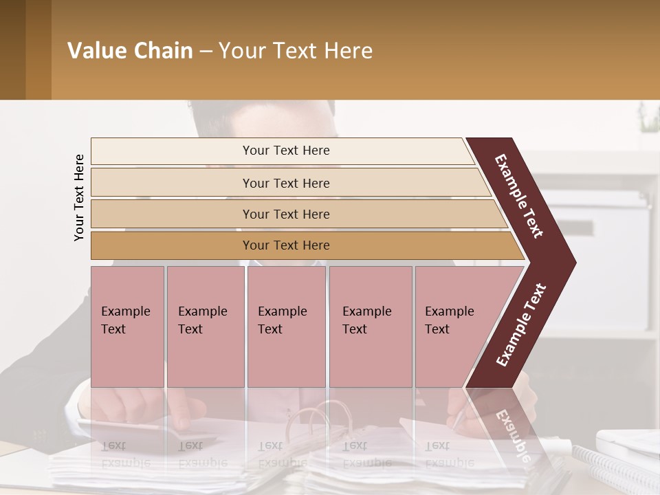 A Man Sitting At A Desk Writing On A Piece Of Paper PowerPoint Template