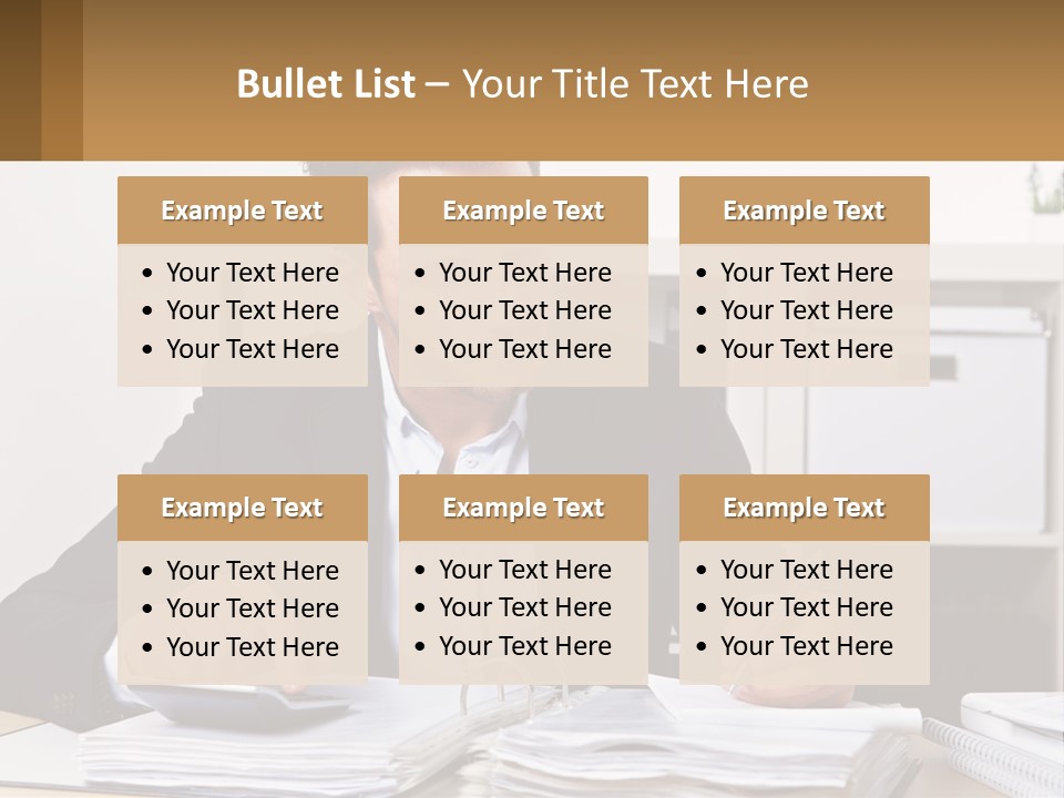 A Man Sitting At A Desk Writing On A Piece Of Paper PowerPoint Template