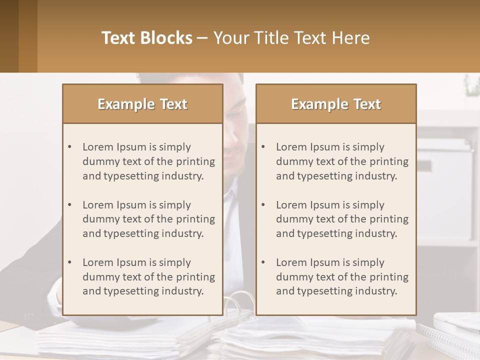 A Man Sitting At A Desk Writing On A Piece Of Paper PowerPoint Template