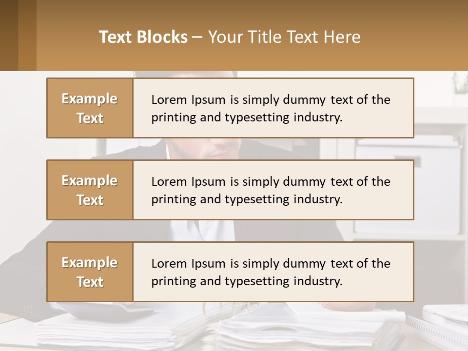 A Man Sitting At A Desk Writing On A Piece Of Paper PowerPoint Template