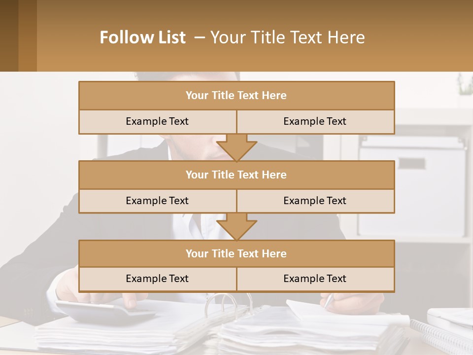 A Man Sitting At A Desk Writing On A Piece Of Paper PowerPoint Template