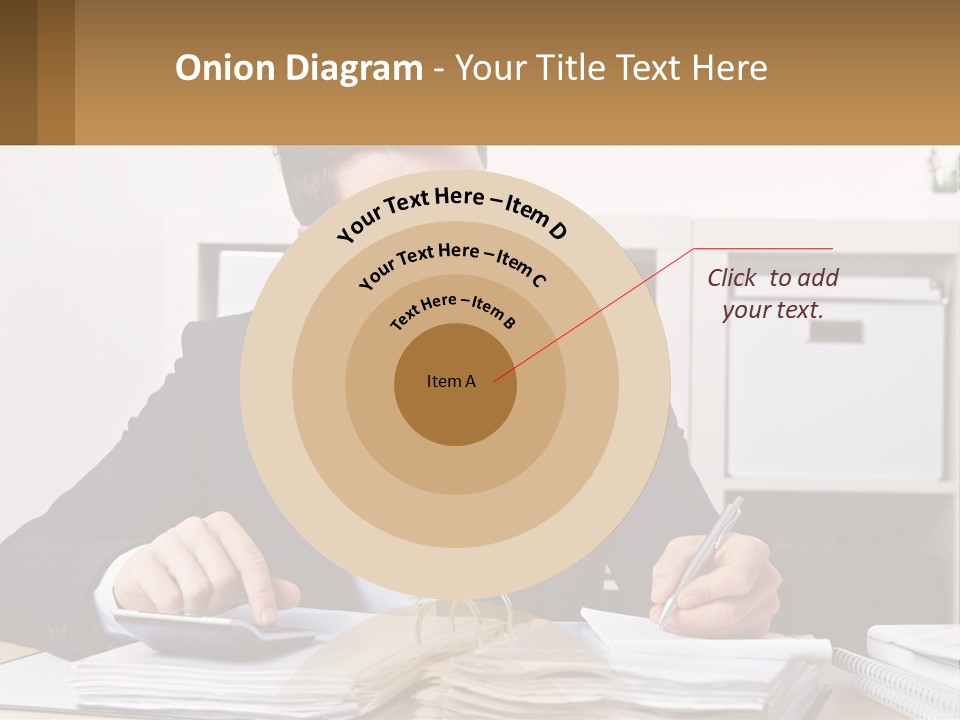 A Man Sitting At A Desk Writing On A Piece Of Paper PowerPoint Template