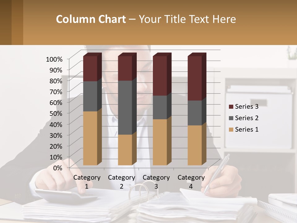 A Man Sitting At A Desk Writing On A Piece Of Paper PowerPoint Template