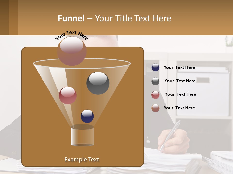 A Man Sitting At A Desk Writing On A Piece Of Paper PowerPoint Template