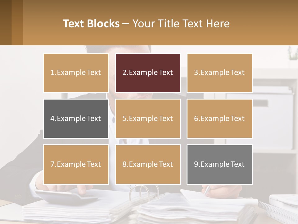 A Man Sitting At A Desk Writing On A Piece Of Paper PowerPoint Template