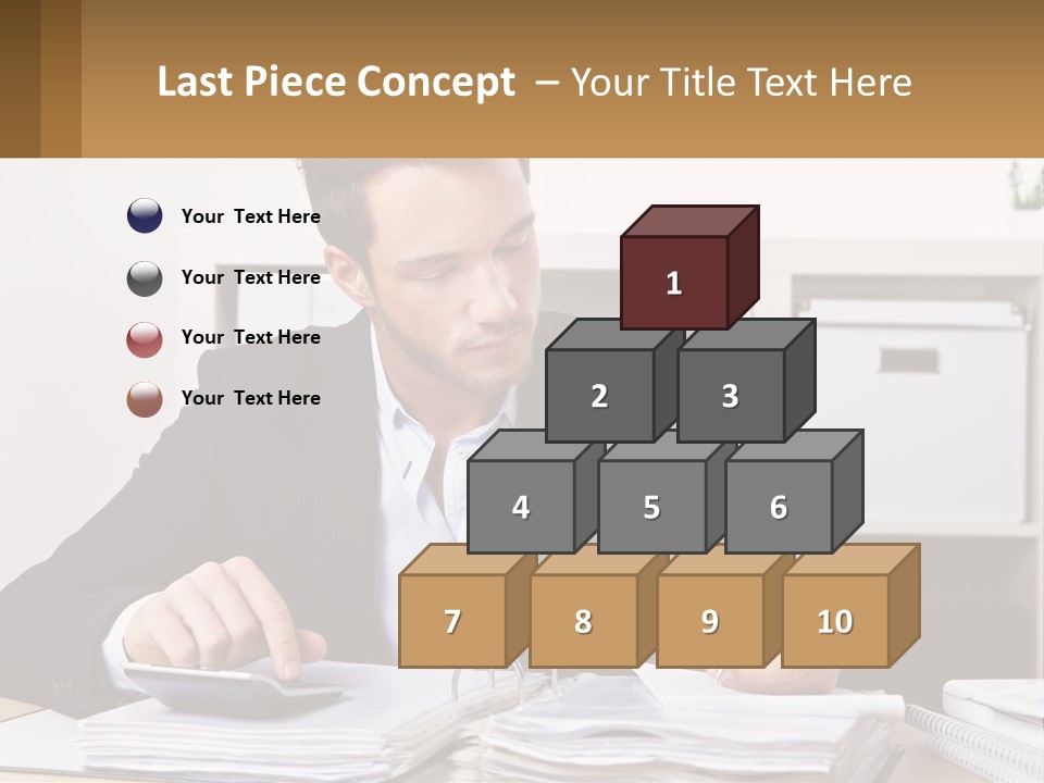 A Man Sitting At A Desk Writing On A Piece Of Paper PowerPoint Template