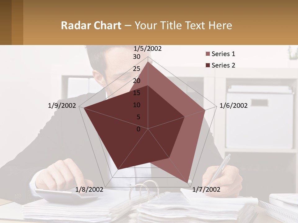 A Man Sitting At A Desk Writing On A Piece Of Paper PowerPoint Template