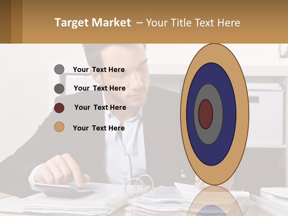 A Man Sitting At A Desk Writing On A Piece Of Paper PowerPoint Template