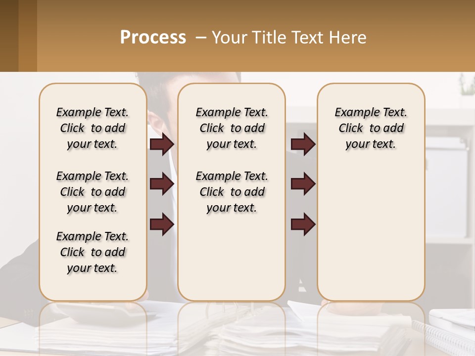 A Man Sitting At A Desk Writing On A Piece Of Paper PowerPoint Template