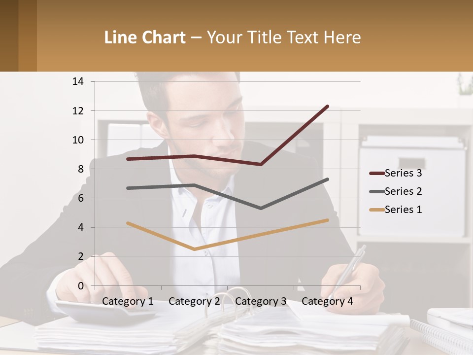 A Man Sitting At A Desk Writing On A Piece Of Paper PowerPoint Template
