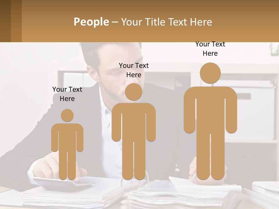 A Man Sitting At A Desk Writing On A Piece Of Paper PowerPoint Template