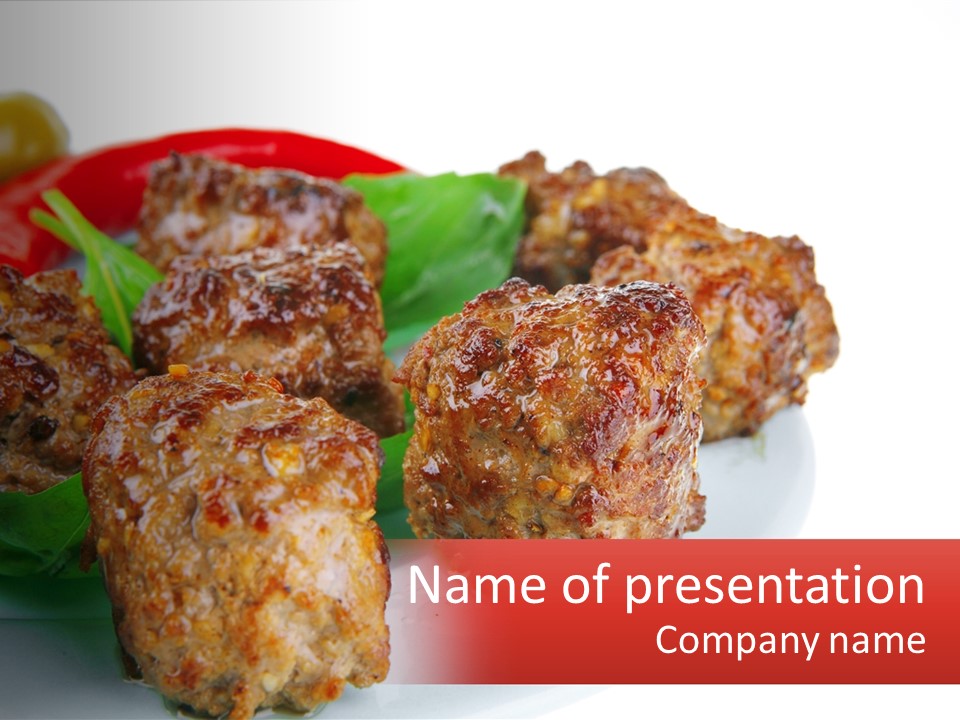 A Plate Of Food With Meatballs On It PowerPoint Template