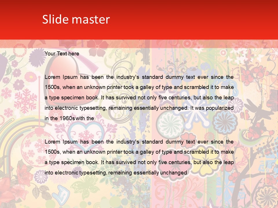 A Colorful Powerpoint Presentation With Hearts And Flowers PowerPoint Template