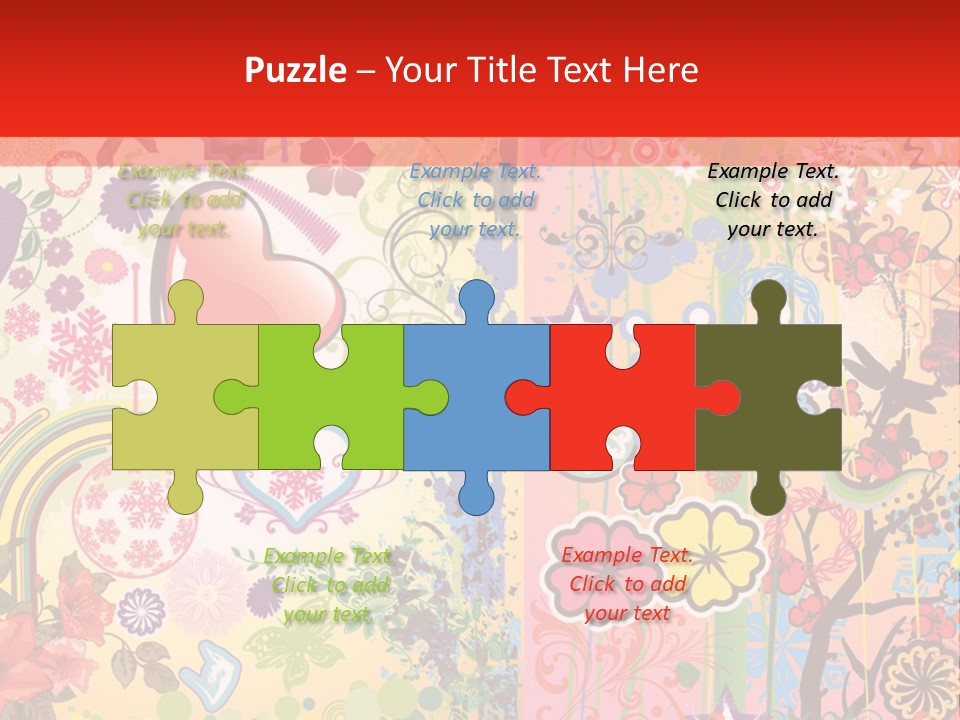 A Colorful Powerpoint Presentation With Hearts And Flowers PowerPoint Template