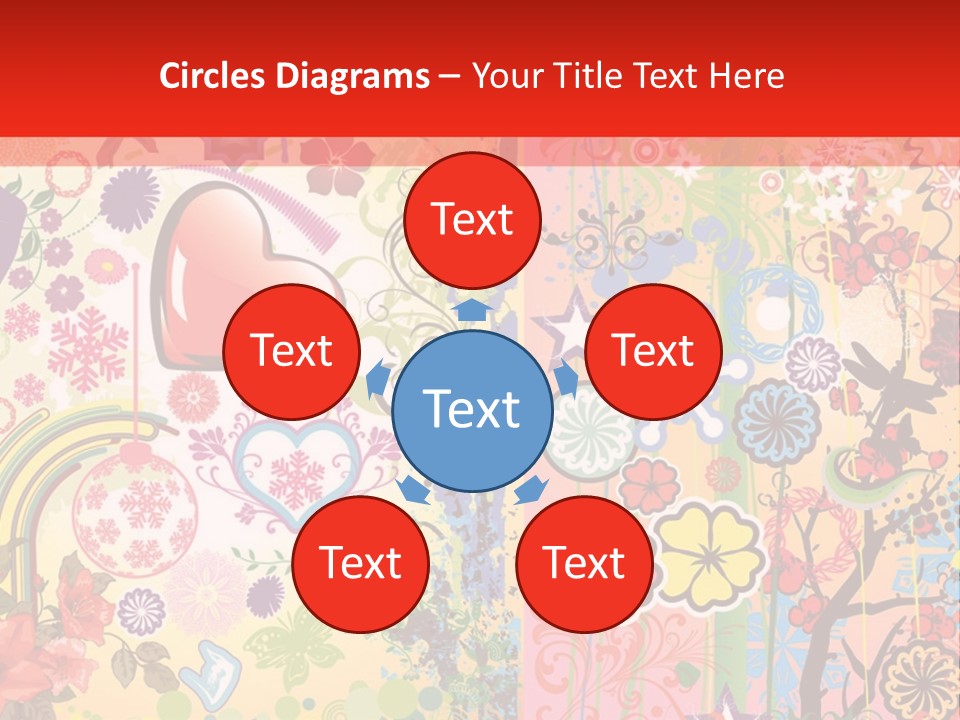 A Colorful Powerpoint Presentation With Hearts And Flowers PowerPoint Template