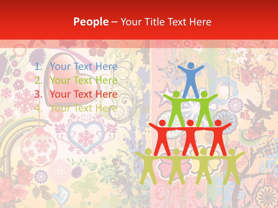 A Colorful Powerpoint Presentation With Hearts And Flowers PowerPoint Template