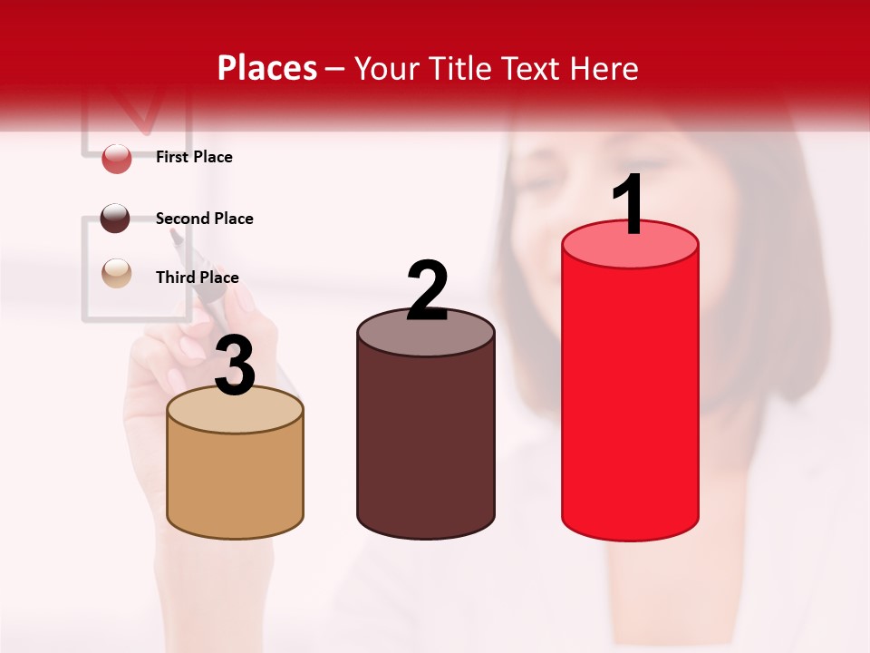 A Woman Writing A Check Mark On A Screen PowerPoint Template