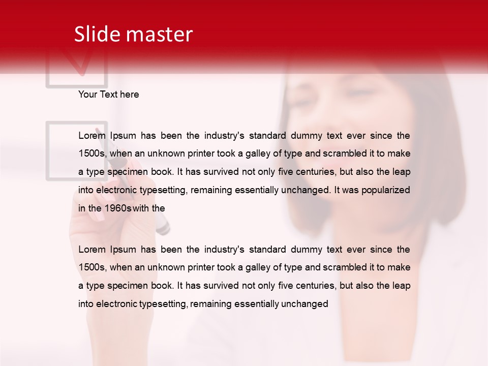 A Woman Writing A Check Mark On A Screen PowerPoint Template